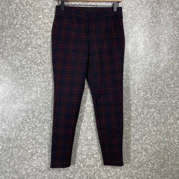 Talbots Women's Blue & Red Plaid Soho Legging Ankle Pants - Size Small Petite - Picture 2 of 7
